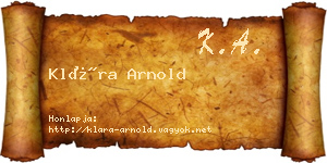 Klára Arnold névjegykártya